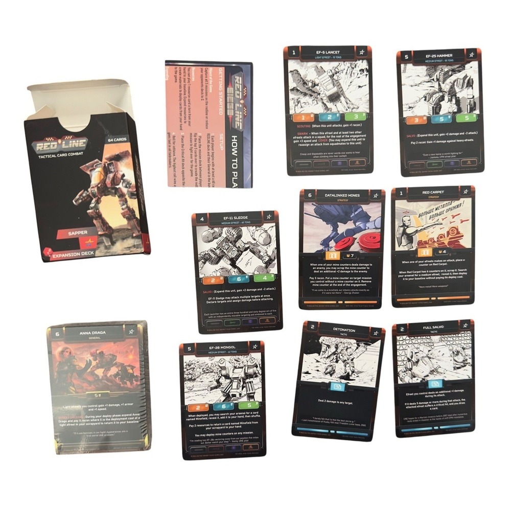 Redline Tactical Card Combat Core Set Lot w Sapper & Siegecraft Expansion Decks - Picture 8 of 8